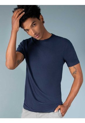 Camiseta Básica Hombre Cuello Redondo Azul