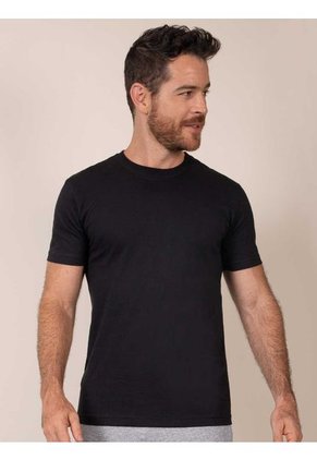 Camiseta Básica Hombre Cuello Redondo Negro