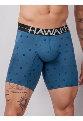 Bóxer Medio En Algodón Hawai Azul