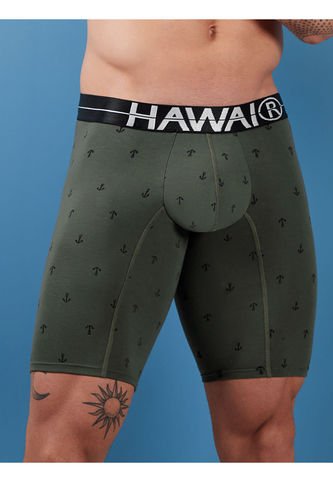 Bóxer Largo En Algodón Hawai Verde Militar Hawai-Haby
