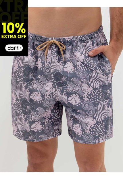 Pantaloneta De Baño Media Hawai Gris