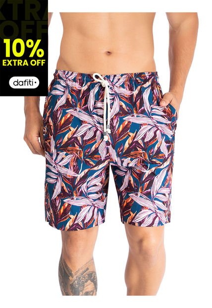Pantaloneta De Baño Larga Hawai Azul Petróleo
