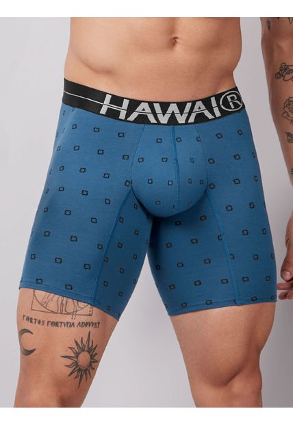 Bóxer Medio En Algodón Hawai Azul