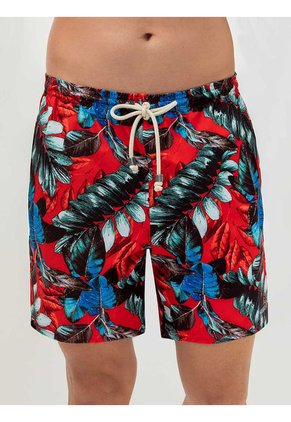 Pantaloneta De Baño Corta Hawai Rojo
