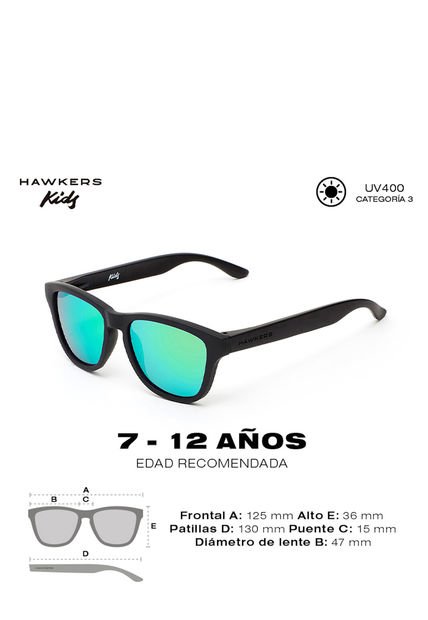 Gafas De Sol HAWKERS Para Niños Y Niñas Negro/Verde - ONE KIDS