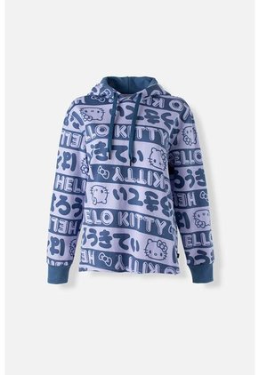 Buzo De Hello Kitty Lavanda Y Azul Con Capucha Para Mujer L