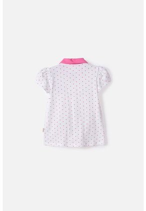 Camiseta Tipo Polo De Hello Kitty Blanco Y Rosado Para Niña 2T A 6T 3T