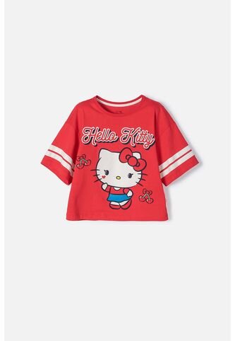 Camiseta De Hello Kitty Manga Corta Rojo/rosado Para Niña 14 Hello Kitty