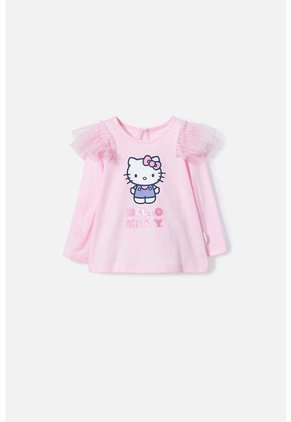 Camiseta De Hello Kitty Rosada Manga Larga Para Bebé Niña 6-9