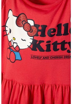 Vestido De Hello Kitty Manga Sisa Rojo Para Niña 10