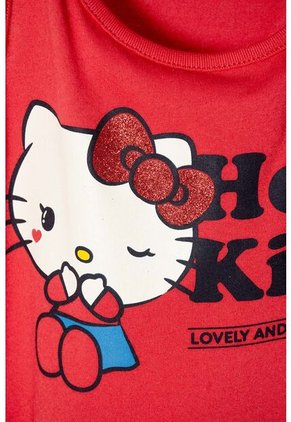 Vestido De Hello Kitty Manga Sisa Rojo Para Niña 10
