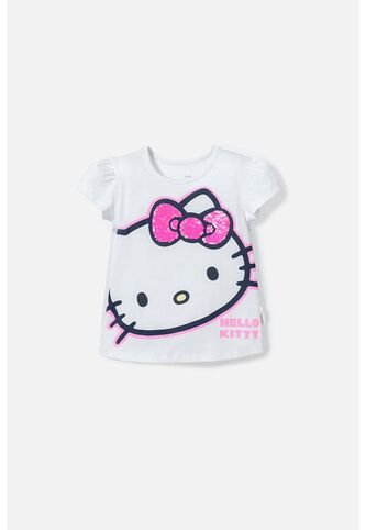 Camiseta De Hello Kitty Blanca Manga Corta Para Niña 2T A 5T 4T Hello Kitty