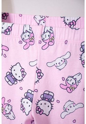 Pijama De Hello Kitty Blanca Y Rosada De Camiseta Manga Corta Para Niña 2T A 5T 2T