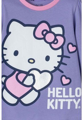 Pijama De Hello Kitty Morada Y Rosada De Camiseta Manga Larga Para Niña 2T A 5T 5T