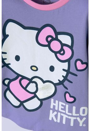 Pijama De Hello Kitty Morada Y Rosada De Camiseta Manga Larga Para Niña 2T A 5T 5T