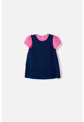 Vestido De Hello Kitty Manga Corta Azul Y Rosado Para Bebé Niña 6-9