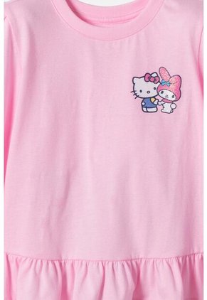 Camiseta De Hello Kitty Manga Larga Rosada Para Niña 2T A 6T 3T