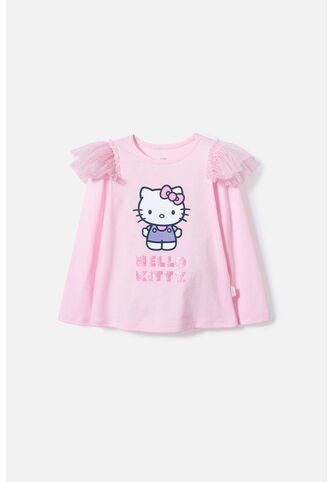 Camiseta De Hello Kitty Rosada Manga Larga Para Niña 2T A 5T 2T Hello Kitty