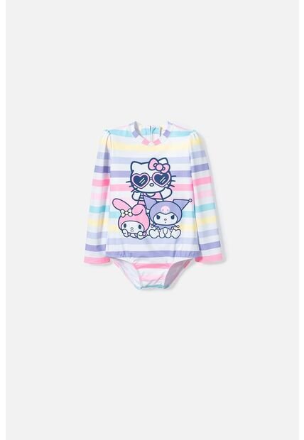 Traje De Baño De Hello Kitty Multicolor Manga Larga Para Niña 2T A 5T 3T