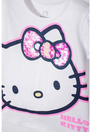 Camiseta De Hello Kitty Blanca Manga Corta Para Niña 2T A 5T 5T