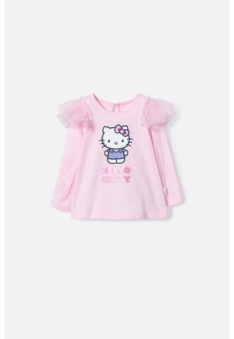 Camiseta De Hello Kitty Rosada Manga Larga Para Bebé Niña 9-12 Hello Kitty