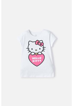 Camiseta De Hello Kitty Manga Corta Blanco Para Niña 10