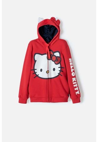 Buzo De Hello Kitty Rojo Y Azul Con Capucha/abierto Para Niña 12 Hello Kitty