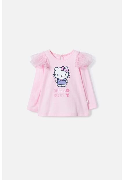 Camiseta De Hello Kitty Rosada Manga Larga Para Bebé Niña 12-18