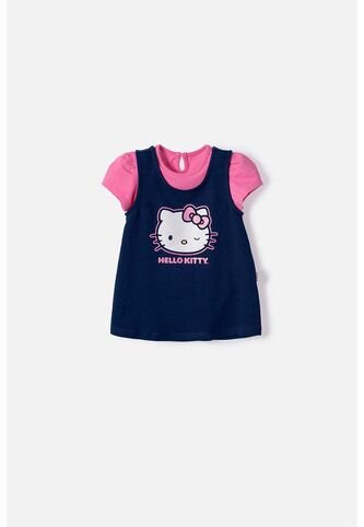 Vestido De Hello Kitty Manga Corta Azul Y Rosado Para Bebé Niña 12-18 Hello Kitty