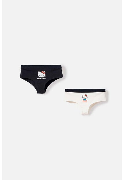 Pack X2 Panties De Hello Kitty Negro Y Marfil Para Mujer