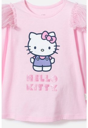Camiseta De Hello Kitty Rosada Manga Larga Para Niña 2T A 5T 4T