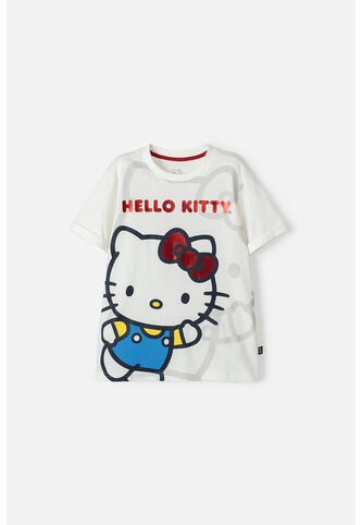 Camiseta De Hello Kitty Marfil Manga Corta Para Niña 10 Hello Kitty