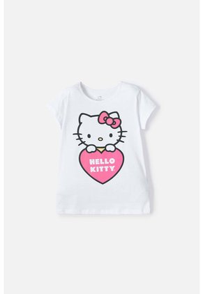 Camiseta De Hello Kitty Manga Corta Blanco Para Niña 6