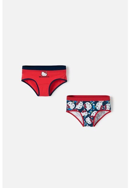 Pack X2 Panties De Hello Kitty Rojo Y Azul Para Niña 10