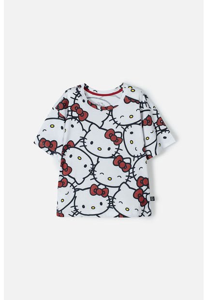 Camiseta De Hello Kitty Blanca Y Roja Manga Corta Para Niña 4