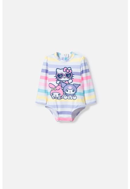 Traje De Baño De Hello Kitty Multicolor Manga Larga Para Bebé Niña 6-9