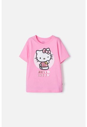 Camiseta De Hello Kitty Manga Corta Rosado Para Niña 12
