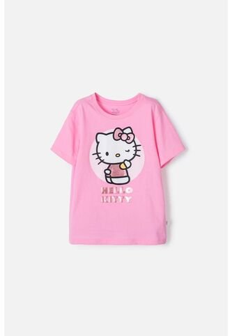 Camiseta De Hello Kitty Manga Corta Rosado Para Niña 4 Hello Kitty