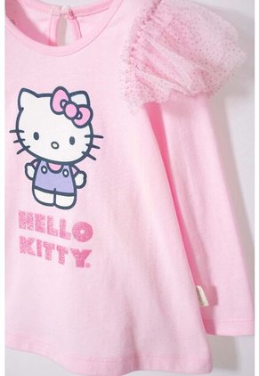 Camiseta De Hello Kitty Rosada Manga Larga Para Bebé Niña 3-6