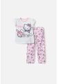 Pijama De Hello Kitty Blanca Y Rosada De Camiseta Manga Corta Para Niña 2T A 5T 5T de Hello Kitty