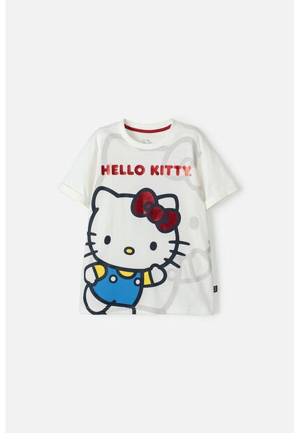 Camiseta De Hello Kitty Marfil Manga Corta Para Niña 12