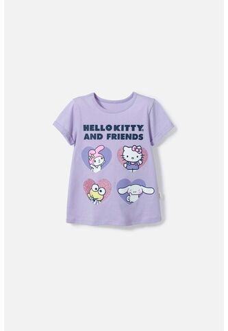Camiseta De Hello Kitty Lila Estampada En Frente Para Niña 2T A 5T 4T Hello Kitty