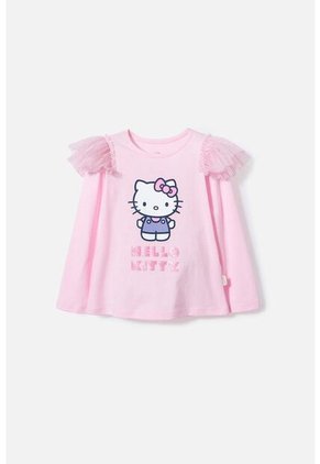 Camiseta De Hello Kitty Rosada Manga Larga Para Niña 2T A 5T 3T