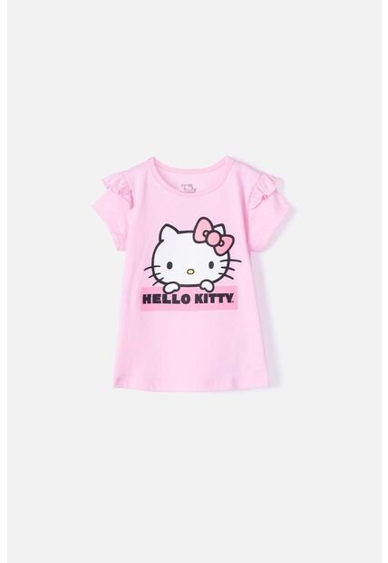 Camiseta De Hello Kitty Manga Corta Rosada Para Niña 2T A 5T 3T