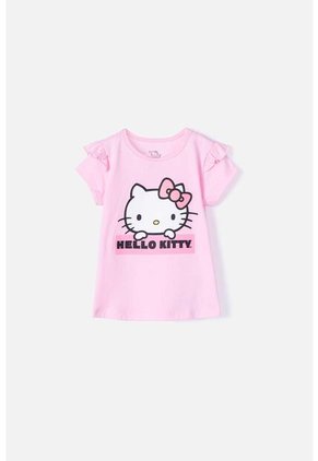 Camiseta De Hello Kitty Manga Corta Rosada Para Niña 2T A 5T 3T