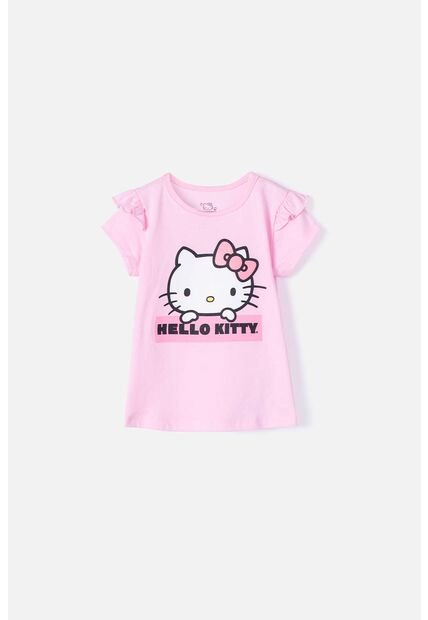 Camiseta De Hello Kitty Manga Corta Rosada Para Niña 2T A 5T 5T