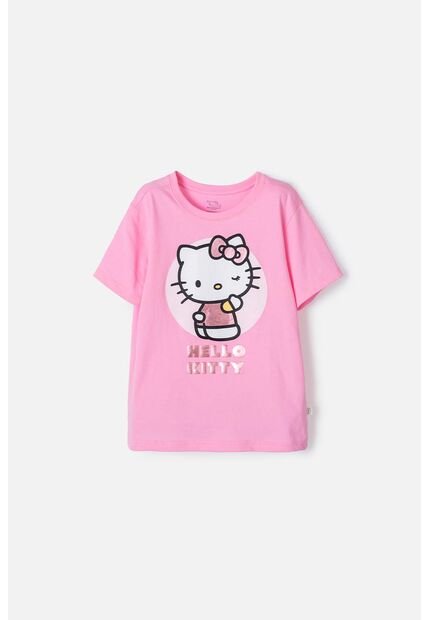 Camiseta De Hello Kitty Manga Corta Rosado Para Niña 4