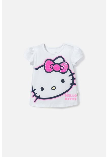 Camiseta De Hello Kitty Blanca Manga Corta Para Niña 2T A 5T 4T