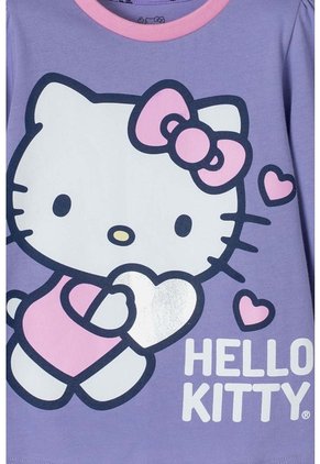 Pijama De Hello Kitty Morada Y Rosada De Camiseta Manga Larga Para Niña 2T A 5T 2T