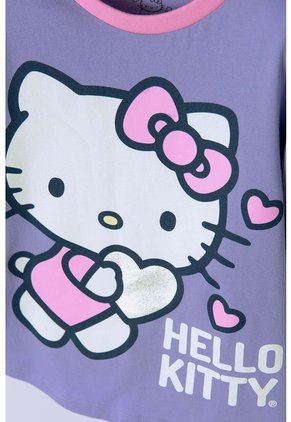 Pijama De Hello Kitty Morada Y Rosada De Camiseta Manga Larga Para Niña 2T A 5T 2T